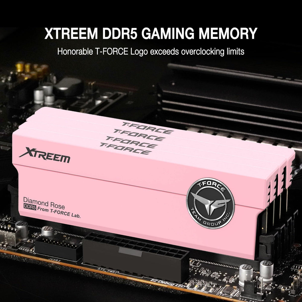 TEAMGROUP T-Force XTREEM DDR5 Ram 48GB (2x24GB) 7600MHz PC5-60800 CL36 M-DIE Desktop Memory Module Ram for 600 700 Series Chipset XMP 3.0 Ready Pink FFPD548G7600HC36EDC01