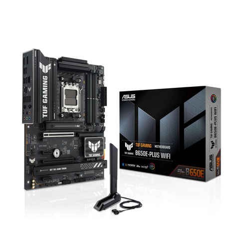ASUS TUF Gaming B650E-PLUS WiFi AMD B650 ATX Motherboard, 12+2+1 80A DrMOS Power Stages, DDR5, PCIe 5.0 Ready, 3X M.2, Wi-Fi 6E, 2.5Gb LAN, DisplayPort, HDMITM, USB Type-C, BIOS Flashback, Aura Sync