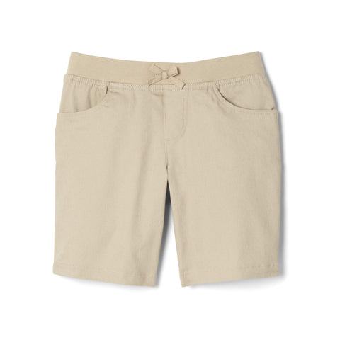 French Toast Girls' Little Pull-On Cotton Twill Shorts with Pockets, Khaki, 5