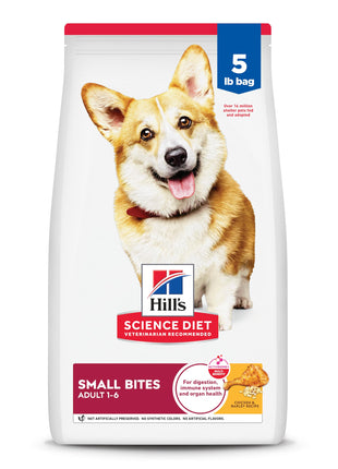 Hill's Science Diet Adult 1-6 Small Bites Dry Dog Food, Chicken & Barley, 5 lb. Bag
