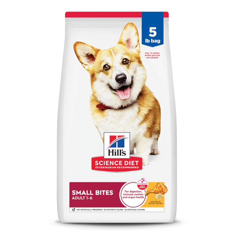 Hill's Science Diet Adult 1-6 Small Bites Dry Dog Food, Chicken & Barley, 5 lb. Bag