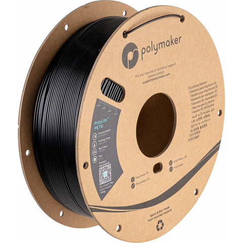 Polymaker PETG Filament 1.75mm 1kg Black 3D Printer Filament, PolyLite PETG 3D Printing Filament 1.75mm, Dimensional Accuracy +/- 0.03mm, Print with Most 3D Printers