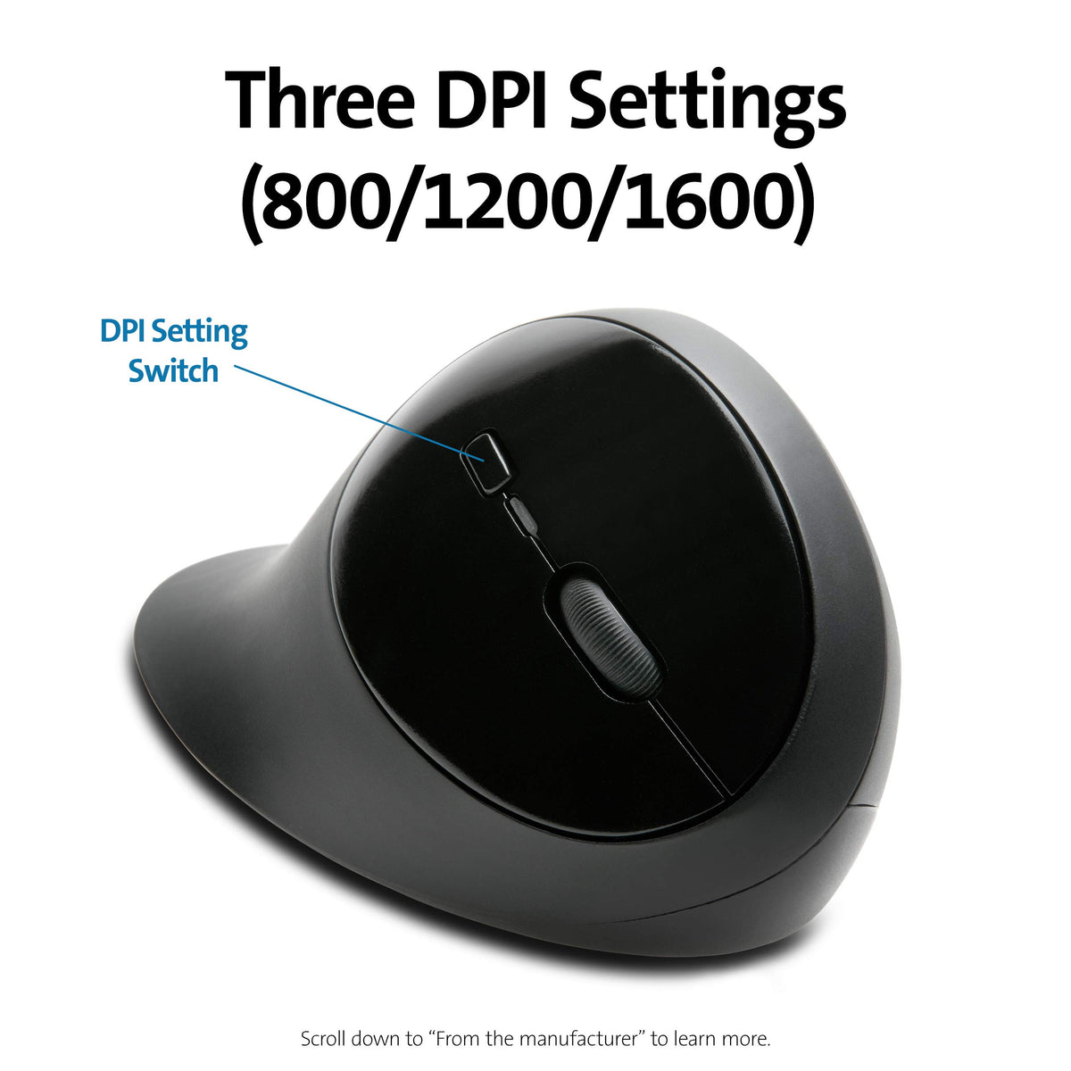 Kensington Pro Fit Ergonomic Wireless Mouse - Black (K75404WW), 8"x6"x4"