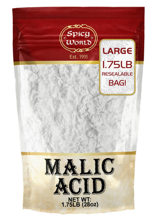 Spicy World Malic Acid Powder 1.75 LB (28oz) - Food Grade, Crystals, Tart Flavor - 1 Pack Each
