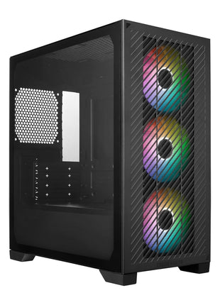 Cooler Master Elite 301 Micro-ATX High Airflow Minimalist PC Case, 365mm GPU Max, Compatible RTX 5080|RX 7090 XT, 280mm AIO Max, Type C, Tempered Glass, Triple 120mm aRGB PWM Fan, Intakes Grill