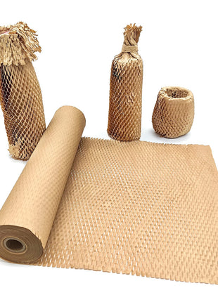 Honeycomb Packing Paper, 15 inch x 131' Packing Paper Substitute Alternative for Bubble Cushioning Wrap for Moving Shipping Packaging, Recyclable Moving Supplies Bubble Packing Wrap Protective Roll
