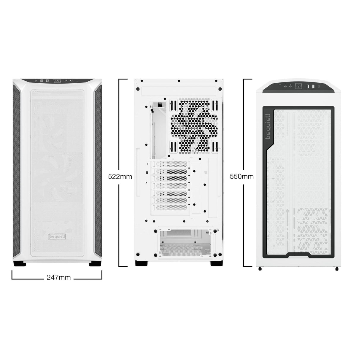 be quiet! Shadow Base 800 DX -ARGB - Mid-Tower PC Gaming Case - 420mm radiators or E-ATX motherboards Support -White - BGW62