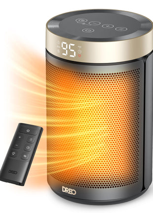 DREO Space Heater, Portable Electric Heaters for Indoor Use with Thermostat | 2026 Upgraded, 34dB Quiet, 12H Timer, 5 Mode, Remote, 1500W PTC Ceramic Fast Safety Heat for Office Bedroom Home, Gold