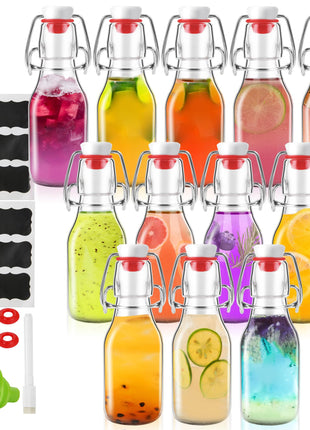 ZEBEIYU 12 Pack 4 oz Swing Top Glass Bottles,Flip Top Glass bottles with airtight Caps for Home Brewing Beer,Kombucha,2nd Fermentation,Kefir,Beverages,Soda,Oils,Vinegar,Limoncello,Vanilla extract