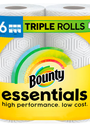 Bounty Essentials Select-A-Size Paper Towels, White, 2 Triple Rolls = 6 Regular Rolls (Packaging May Vary)