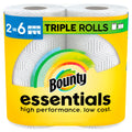 Bounty Essentials Select-A-Size Paper Towels, White, 2 Triple Rolls = 6 Regular Rolls