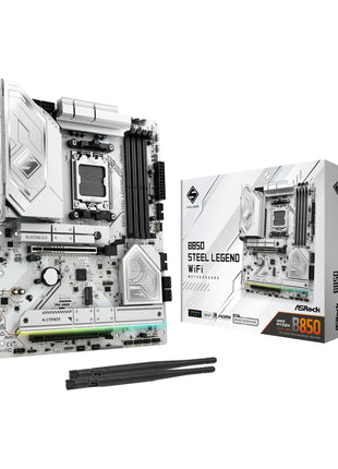 ASRock B850 Steel Legend WiFi AMD AM5 ATX Motherboard, Supports AMD Ryzen 9000/8000/7000 Series Processors, DDR5 8000+ (OC), PCIe 5.0, 2.5G LAN, WiFi 7, 14+2+1 Power Phase