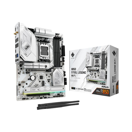 ASRock B850 Steel Legend WiFi AMD AM5 ATX Motherboard, Supports AMD Ryzen 9000/8000/7000 Series Processors, DDR5 8000+ (OC), PCIe 5.0, 2.5G LAN, WiFi 7, 14+2+1 Power Phase