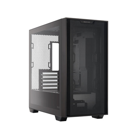 ASUS A21 Black Micro ATX PC Case Supports BTF Hidden Connector Technology, Graphics Cards up to 380mm, 360mm Coolers, & ATX PSUs, Includes Porous Front-Panel mesh and Cable Management Compartment