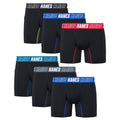 Hanes Big Moves Underwear, Anti-Chafe Boxer Briefs for Boys, 6-Pack, Black-Regular Leg