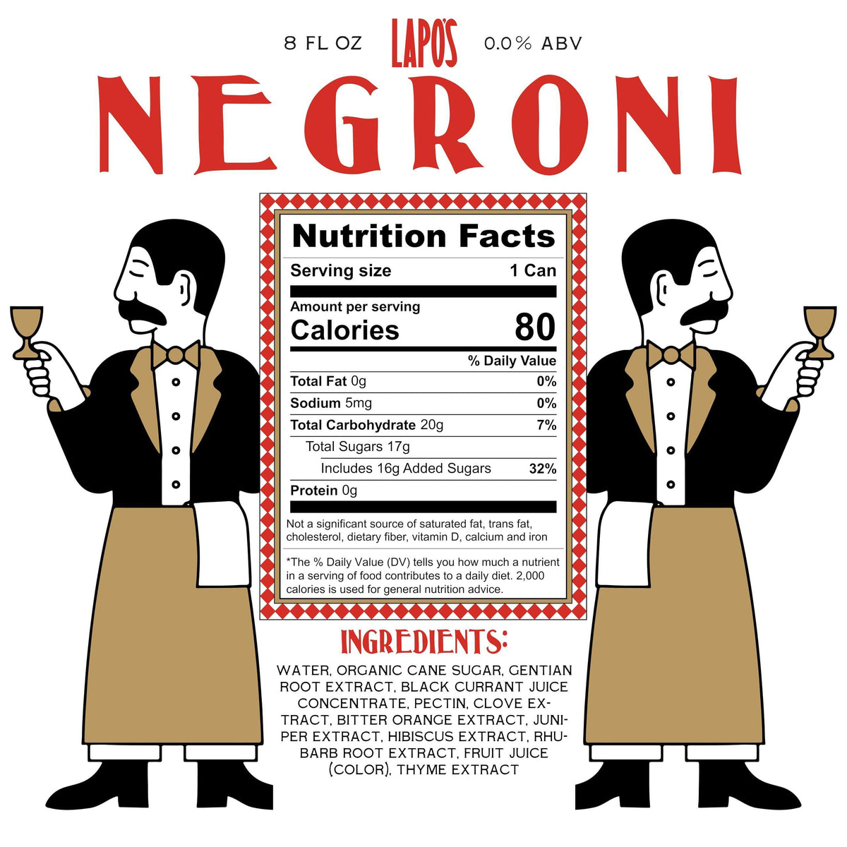 Lapo's Non Alcoholic Negroni, Non-Alcoholic Spirits, Gluten Free, For Non-Alcoholic Spritz, Zero Proof Drinks, Beverages & Mocktails, Alcohol Alternative, Lightly Sparkling & Bittersweet, 4 Pack Cans