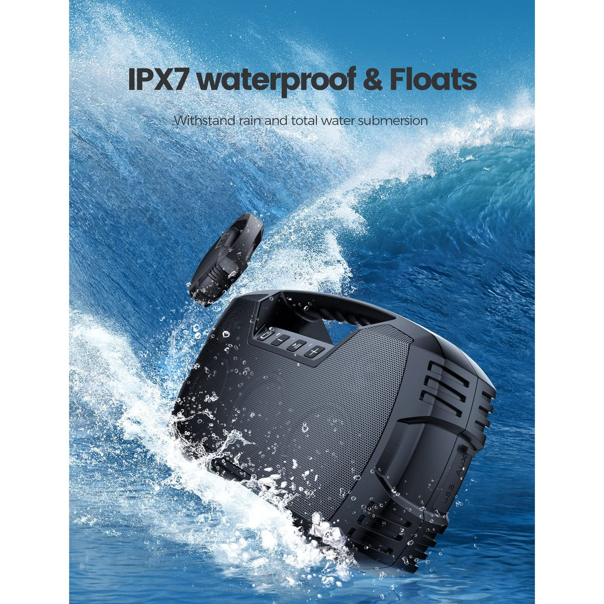 IPX7 Waterproof Bluetooth Speaker, 40W(60 Peak) Portable Wireless Speakers with Subwoofer, 32H Playtime, Stereo Loud Sound, Deep Bass, Bluetooth 5.0 with Handle for Pool, Beach, Outdoor, Gifts