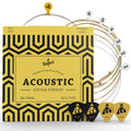 BELFORT® quality acoustic guitar strings - 6 string set - Premium coating with Phosphor Bronze (guitar strings acoustic 6 string set) BONUS: 4 Picks + 1 High E String - cuerdas para guitarra acustica