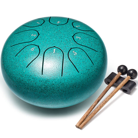 Lronbird Steel Tongue Drum 6 Inch 8 Notes Rain Drum Style Gift | Calming, Relaxation, Meditation, Education, Musical Instrument for Adults Beginners (Malachite)