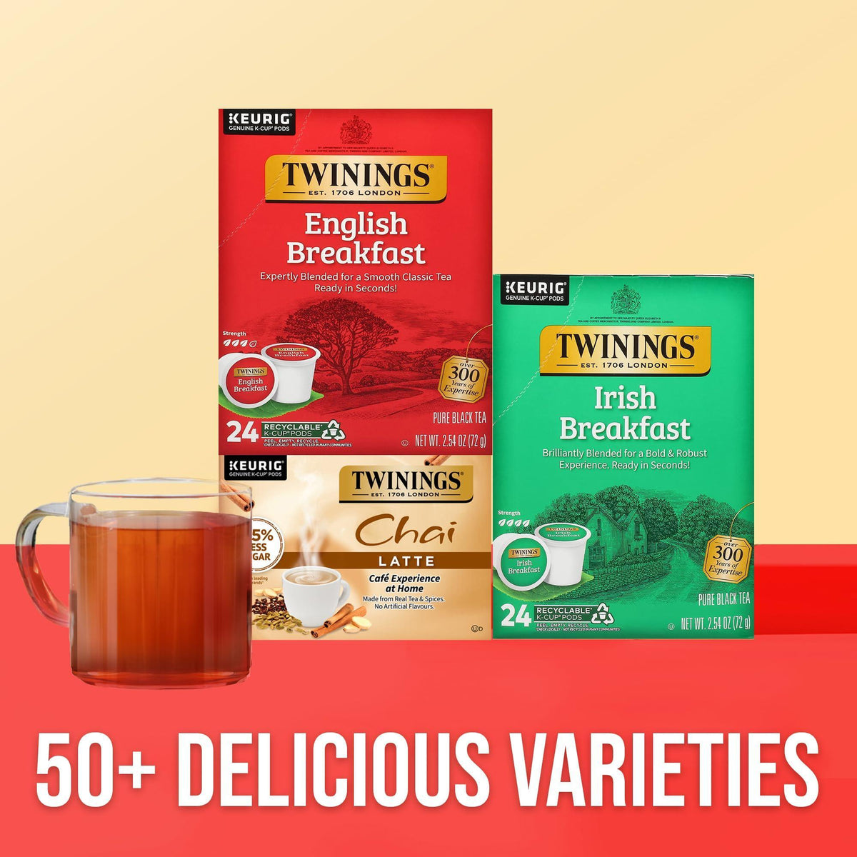 Twinings English Breakfast Black Tea K-Cup Pods for Keurig, 24 Count (Pack of 1), Smooth, Flavourful, Robust, Caffeinated, Enjoy Hot or Iced