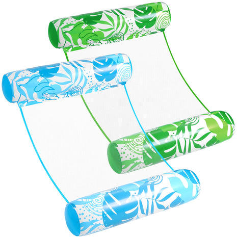 SLOOSH 2 Packs Hammock Pool Floats Adults, 4-in-1 Multi-Purpose Inflatable Pool Floats PVC Water Hammock Lounge Floaties