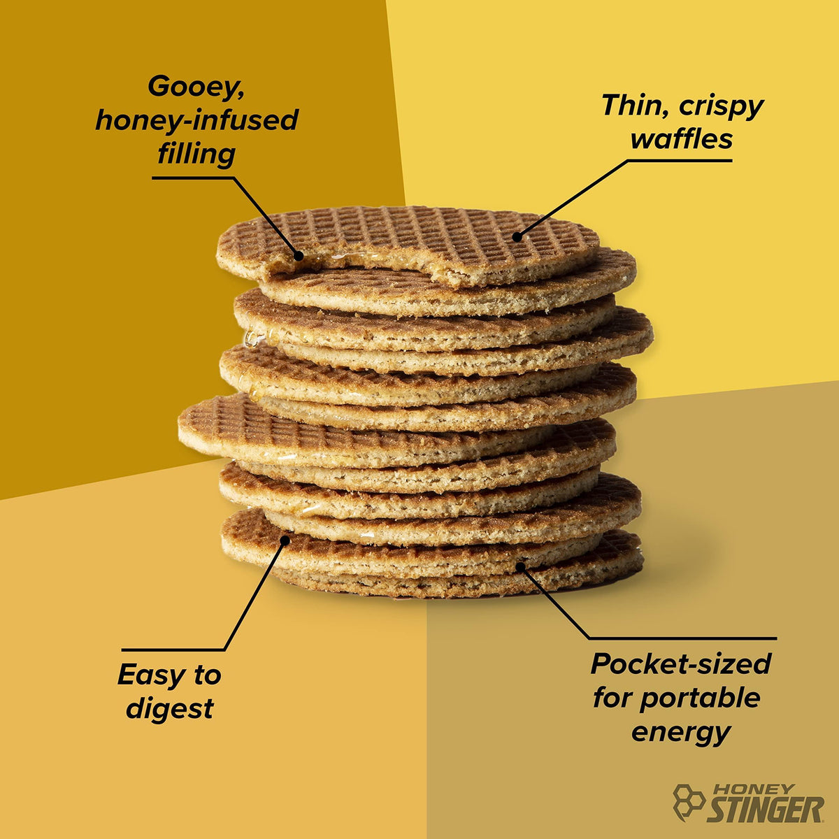 Honey Stinger Organic Honey Waffle, Energy Stroopwafel for Exercise, Endurance and Performance, Sports Nutrition for Home & Gym, Pre and Post Workout, Box of 16 Waffles, 16.96 Ounce (Pack of 16)