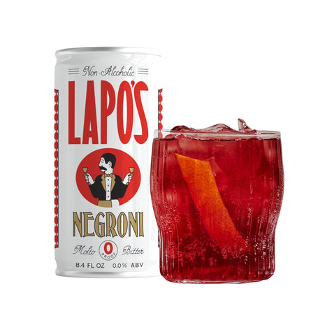 Lapo's Negroni Non Alcoholic Canned Mocktail, Lightly Sparkling, 4ct | Bittersweet Zero Proof Negroni, Non-Alcoholic Spirits Alternative, Mocktail Beverages