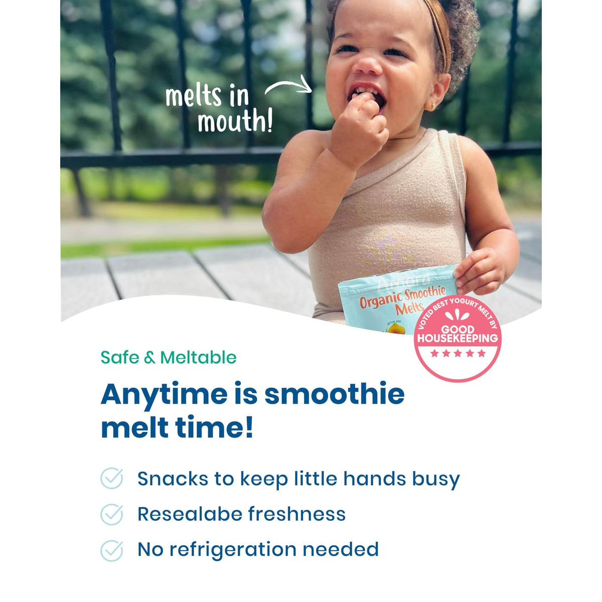 Amara Smoothie Melts - Mixed Red Berries - Baby Snacks Made With Fruits and Vegetables - Healthy Toddler Snacks For Your Kids Lunch Box - Organic Plant Based Yogurt Melts - 6 Resealable Bags