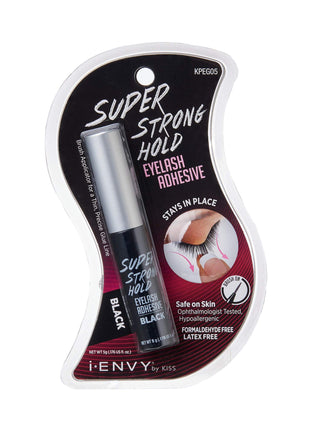 i•ENVY Super Strong Hold Eyelash Adhesive, Waterproof, 48-Hour Long-Lasting Lash Glue, Latex-Free, Hypoallergenic, Quick-Drying with Brush-On Applicator for Strip Lashes (Black, 1 Pack)