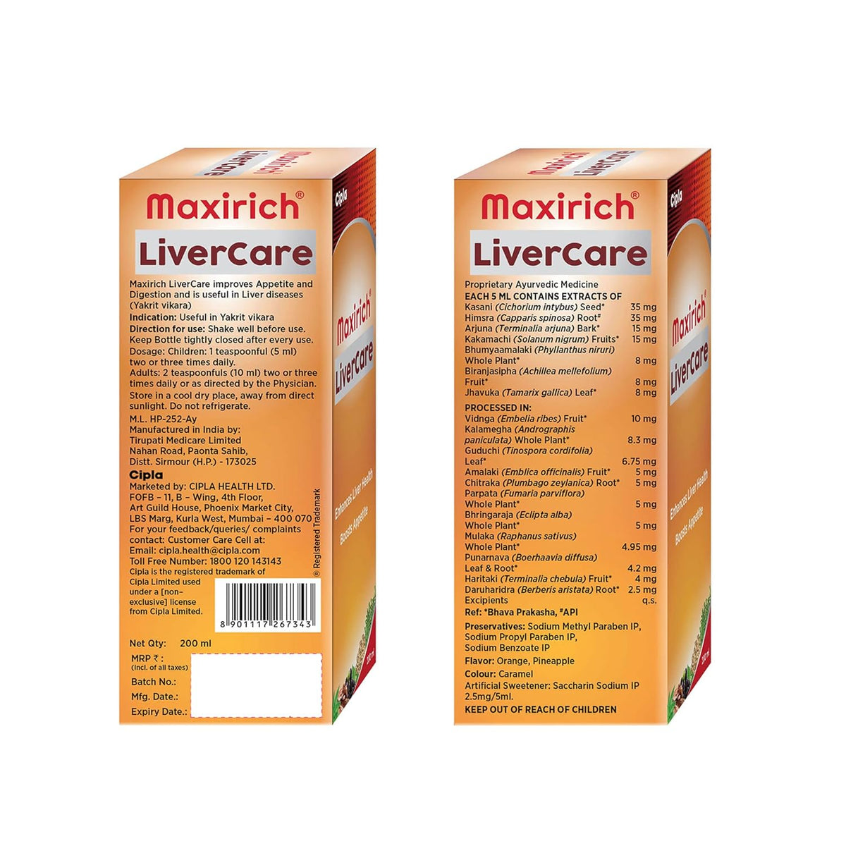 Cipla Maxirich Livercare 200 Ml (2 Pack) Liquid