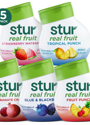 Stur Liquid Water Enhancer | Classic Variety Pack | Naturally Sweetened | High in Vitamin C & Antioxidants | Sugar Free | Zero Calories | Keto | Vegan | 5 Bottles, Makes 120 Drinks