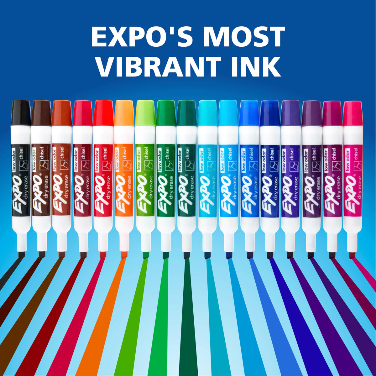 EXPO Dry Erase Markers, Low Odor Ink, Black, Chisel Tip, 4 Count - Easily Erases, Vibrant Ink, Ideal for Classroom, Back to School Supplies, Teachers, Office, Whiteboard & Home