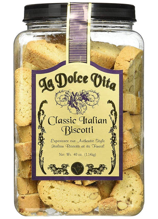 La Dolce Vita Almond Biscotti, Authentic Italian-Style Cookies, 40oz Jar