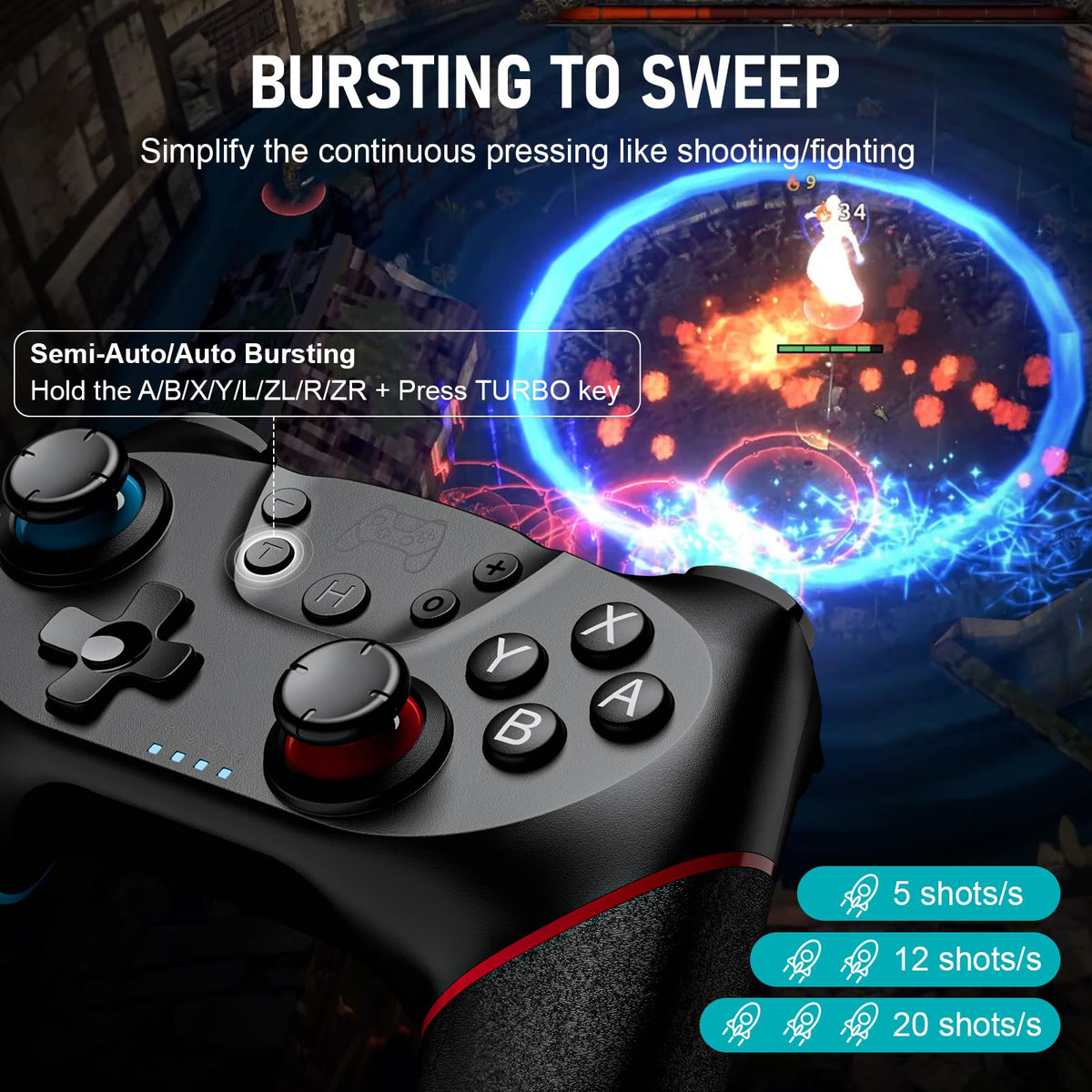 Diswoe Switch Controllers, 2 Pack Wireless Pro Controller for Switch 2/Lite/OLED with Mappable Buttons, Hall Effect Gaming Controller for PC/Android with Motion Control/Vibration/Turbo/Wake Up