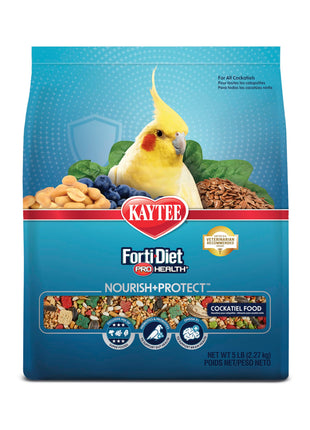 Kaytee Forti-Diet Pro Health Nourish+Protect Cockatiel Food, Comprehensive Nutrition Backed by Science, Digestive Health, Immune Support, 5 pounds