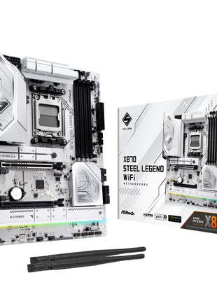 ASRock X870 Steel Legend WiFi 7 AMD Ryzen Socket AM5 ATX Motherboard DDR5 DIMMs 8000 MHz 256 GB SATA3 6.0 Gb/s USB4 M.2