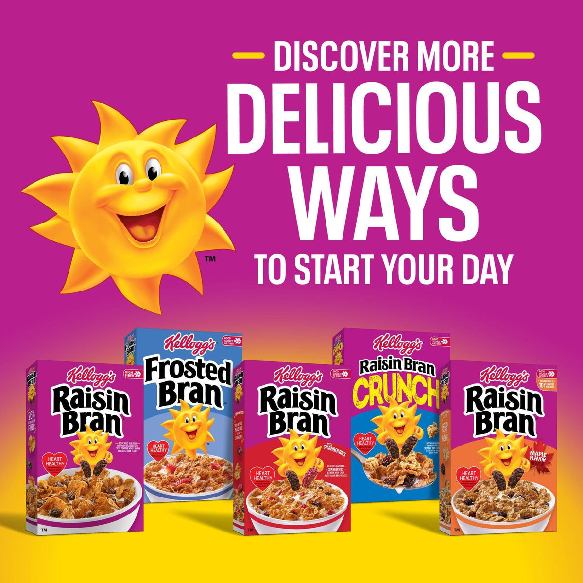 Kellogg’s Raisin Bran Breakfast Cereal, High Fiber, 28g Whole Grain, Large Size, 20.9 oz