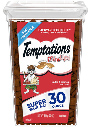 Temptations Cat Treats MixUps Backyard Cookout Flavor Crunchy, Soft Cat Treats, 30 oz. Tub