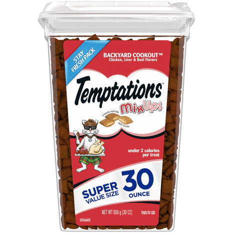 Temptations Cat Treats MixUps Backyard Cookout Flavor Crunchy, Soft Cat Treats, 30 oz. Tub