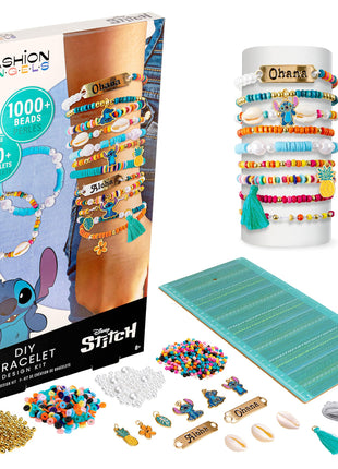 Fashion Angels Disney Stitch DIY Bracelet Making Kit, Includes 1,000+ Shell Beads, Tassels, & More, Lilo & Stitch Collectable Jewelry for Kids, Teen Girls & Boys