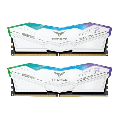 TEAMGROUP T-Force Delta RGB DDR5 Ram 32GB (2x16GB) 6000MHz PC5-48000 CL30 Intel XMP 3.0 & AMD Expo Compatible Desktop Memory Module Ram White FF4D532G6000HC30DC01