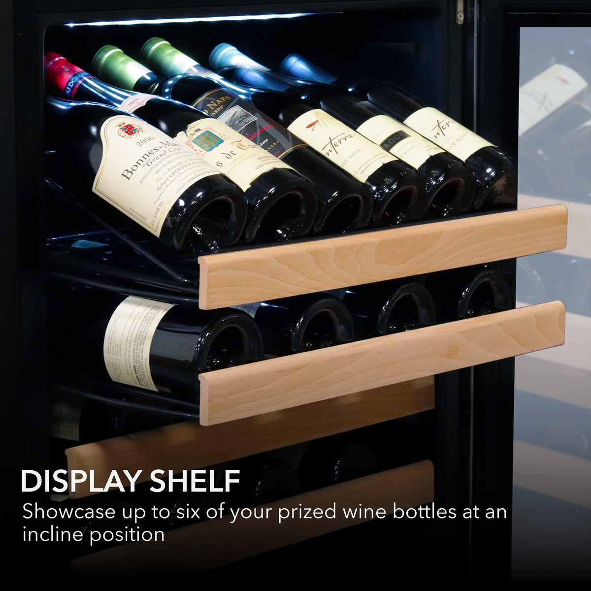 Whynter BWR-0922DZ 92 Wine Bottle Built-in or Freestanding Stainless Steel Dual Zone Compressor Large Capacity Refrigerator Rack for Open LED Display, Dark Grey-92 Grey