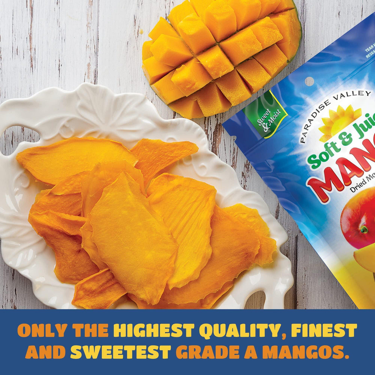 Dried Mango Slices - Delicious Texture Soft & Juicy Low Sugar Added Dried Mango - Naturally Ripened Mangos Dried Fruits - Gluten Free Dry Mangoes Natural Source of Vitamin C, Fiber, 16 oz (16 Single Pack)