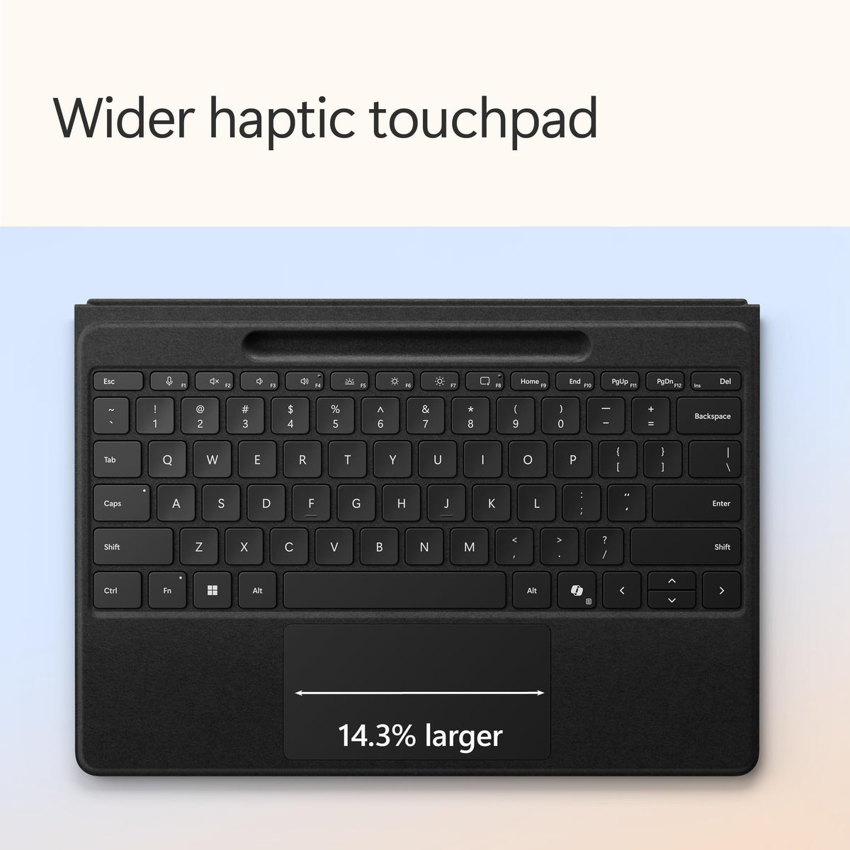 Microsoft Surface Pro Flex Keyboard with Pen Storage Alcantara Keyboard for Surface Pro Copilot+ (11th Edition), Pro 9 and 8, Windows 11 Copilot+ PC, Black