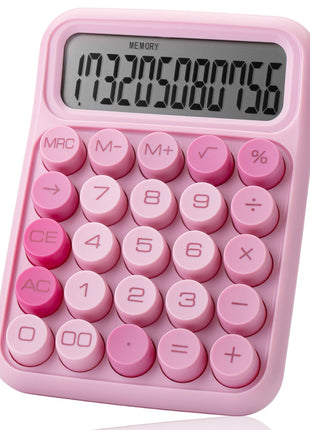 Mr. Pen Mechanical Switch Calculator - 12 Digit Large LCD Display, Pink with Big Buttons