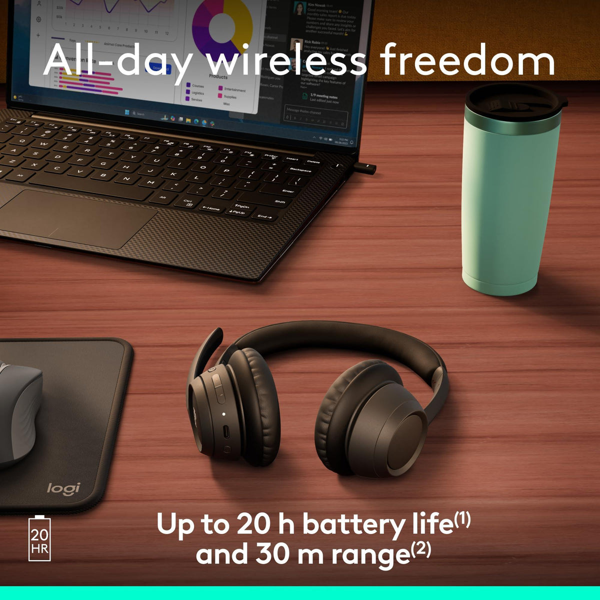 Logitech Zone 305 for Business, Wireless Bluetooth Headset with Microphone, for Google Meet, Google Voice, Zoom, Compatible with Windows, Mac, Chrome, Linux, iOS, iPadOS, Android