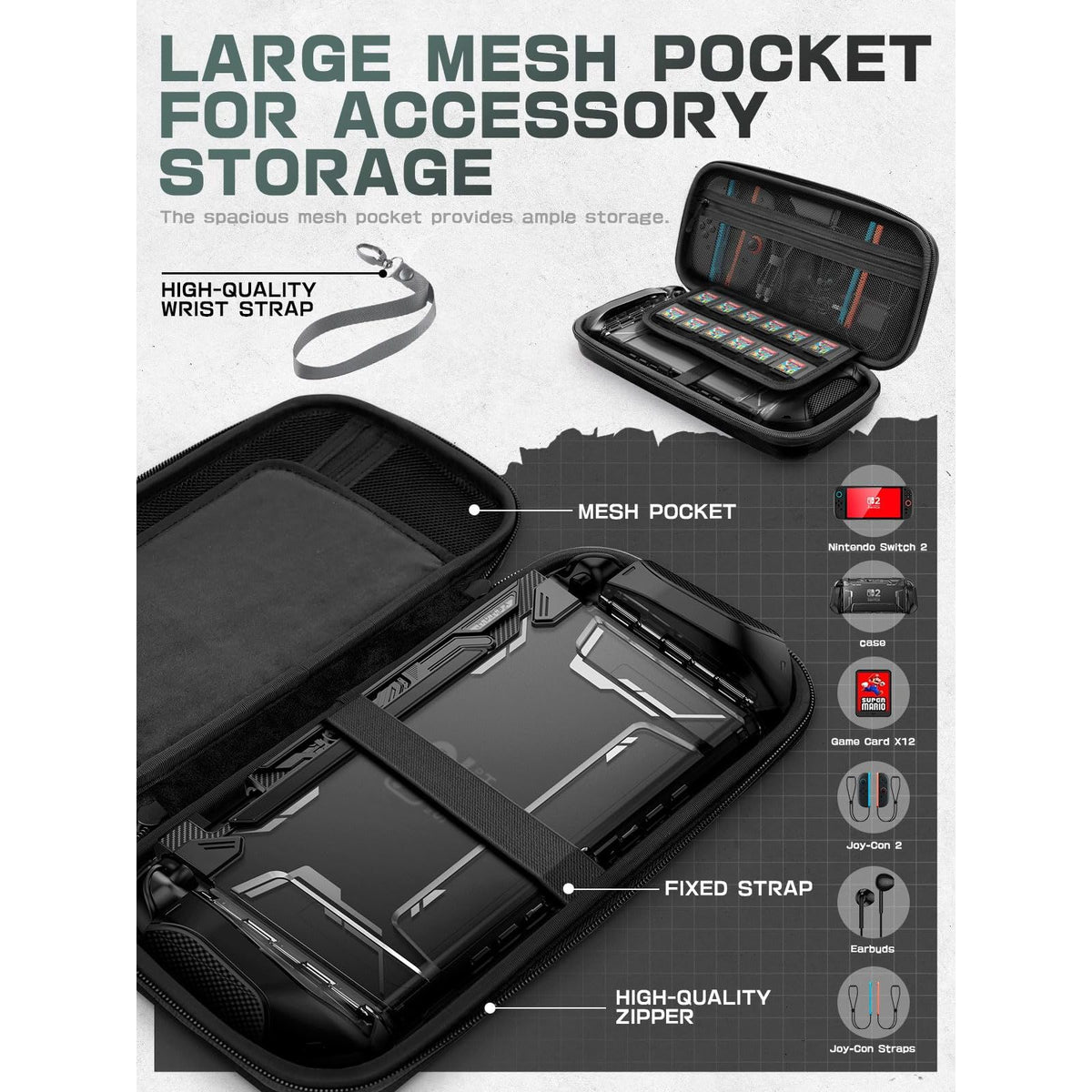 Mumba Carrying Case for Nintendo Switch 2 2025, [Plus Version] Portable Protective Travel Carry handbag Pouch for Blade/Titan Case [Large Capacity] (Black)