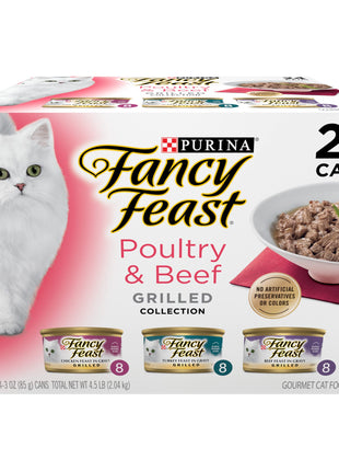 Purina Fancy Feast Grilled Wet Cat Food Poultry and Beef Collection Wet Cat Food Variety Pack - (Pack of 24) 3 oz. Cans