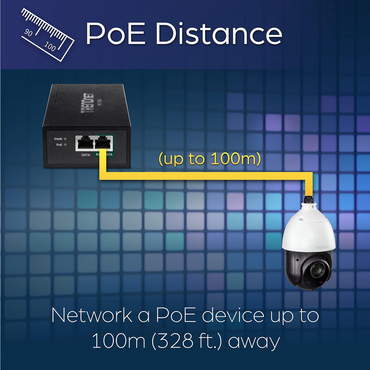 TRENDnet Gigabit PoE++ Injector, Convert A Non-PoE Port to A PoE++ Gigabit Port, PoE (15.4W), PoE+ (30W), Or PoE++ (95W), Up to 100m (328 ft), Integrated Power Supply, Black, TPE-119GI