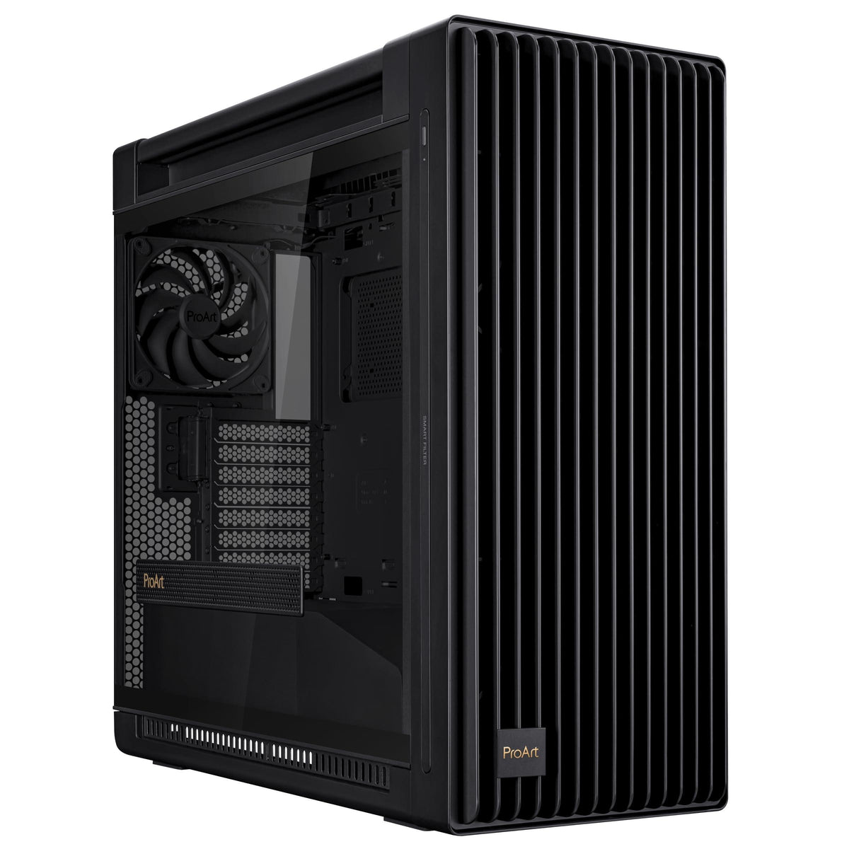 ASUS ProArt PA602 E-ATX Computer Case 420mm Radiator Support, Dual 200mm Built-in Fans, Front Panel IR dust Indicator, Power Lock Latch, Tool-Less PCIe mounting & GPU Holder, 20Gbps USB-C Front I/O